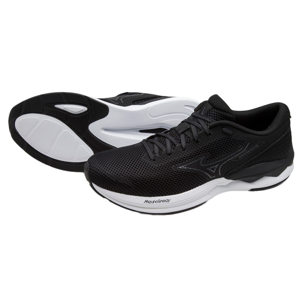 ミズノ（MIZUNO）（メンズ、レディース）ランニングシューズ ジョギングシューズ ウエーブリボルト 3 ブラック グレー J1GC231401 スニーカー