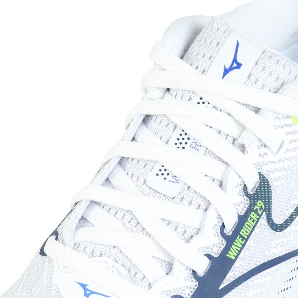 ミズノ（MIZUNO）（メンズ）ランニングシューズ ジョギングシューズ ウエーブライダー 29 ホワイト ブルー J1GC250353 部活 スポーツシューズ