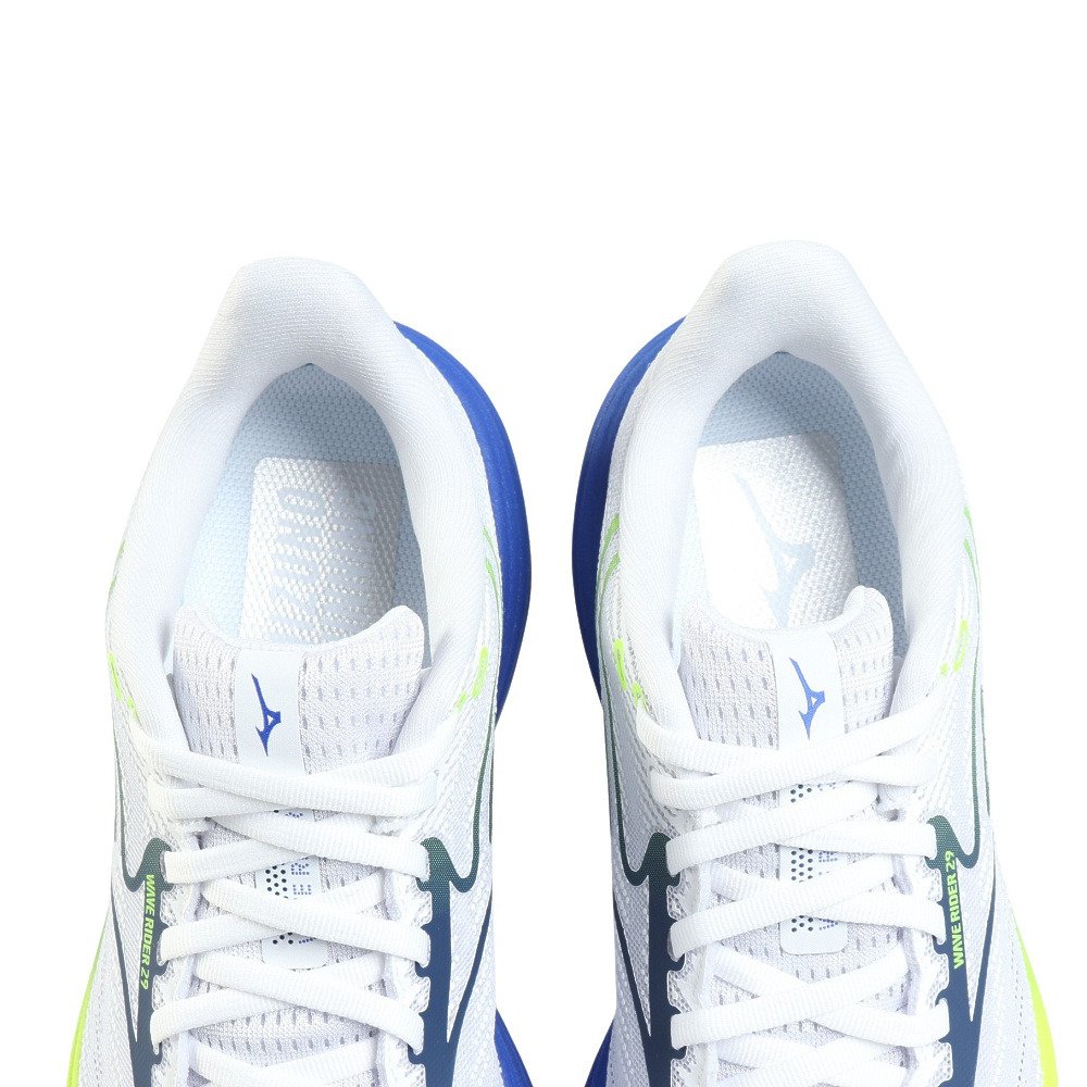 ミズノ（MIZUNO）（メンズ）ランニングシューズ ジョギングシューズ ウエーブライダー 29 ホワイト ブルー J1GC250353 部活 スポーツシューズ