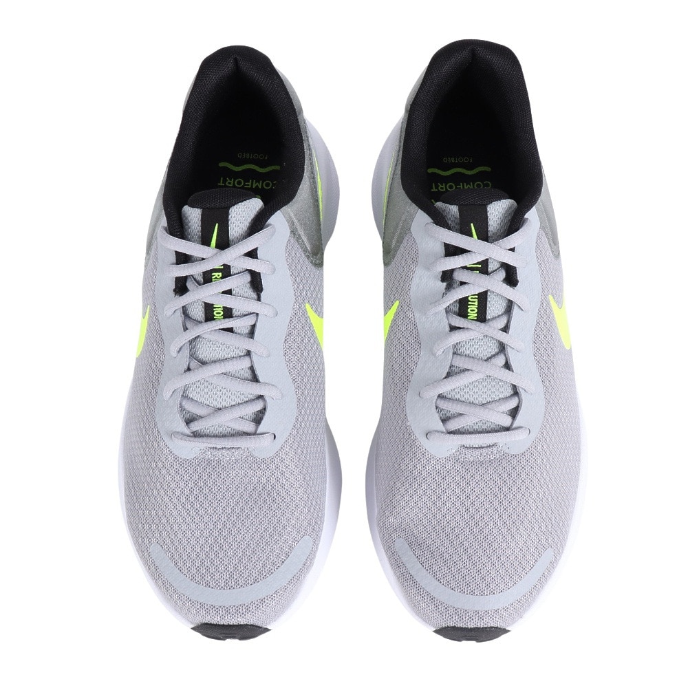 ナイキ（NIKE）（メンズ）ランニングシューズ レボリューション 7 グレー イエロー FB2207-002 スニーカー ジョギング スポーツ 部活 通勤 通学