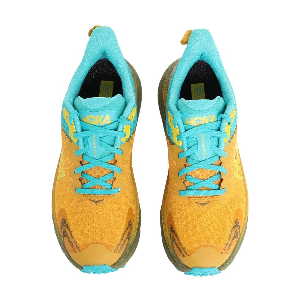 HOKA（メンズ）ランニングシューズ チャレンジャー 7 GTX イエロー ブルー 1134501-GYAV スニーカー トレイル 防水 軽量 厚底 登山道