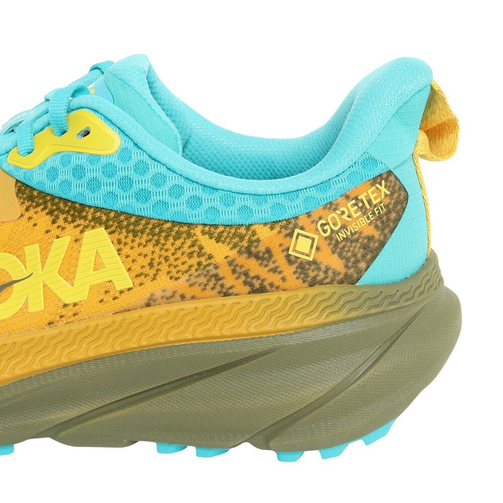 HOKA（メンズ）ランニングシューズ チャレンジャー 7 GTX イエロー ブルー 1134501-GYAV スニーカー トレイル 防水 軽量 厚底 登山道