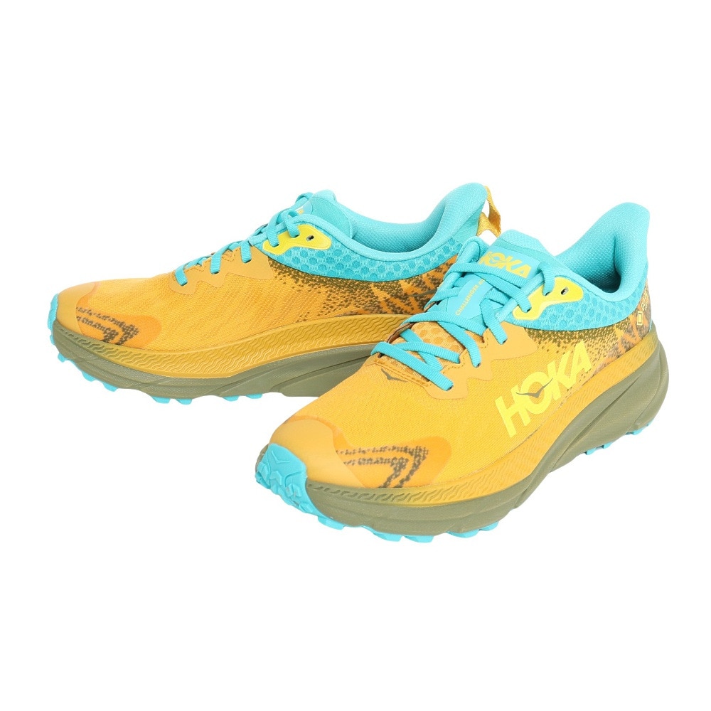 ホカ（HOKA）（メンズ）ランニングシューズ チャレンジャー 7 GTX イエロー ブルー ワイド 1134501-GYAV スニーカー トレイル 防水 軽量 厚底 登山道