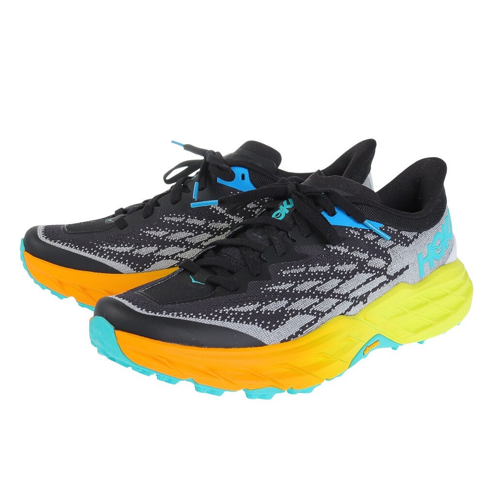 ホカ（HOKA）（メンズ）ランニング シューズ スピードゴート5 レギュラー ブラック イエロー 1123157-BEPR スニーカー トレイル クッション性 軽量 厚底