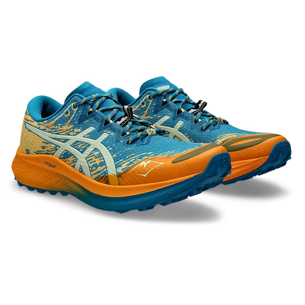 アシックス（ASICS）（メンズ）ランニングシューズ フジライト5 ブルー オレンジ 1011B889.400 スニーカー トレイルラン 軽量 トラクション マラソン