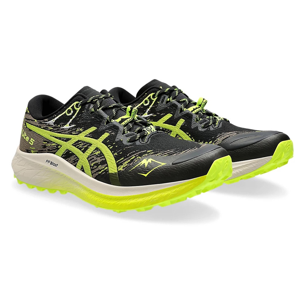 アシックス（ASICS）（メンズ）ランニングシューズ フジライト5 ブラック イエロー 1011B889.001 スニーカー トレイルラン 軽量 トラクション マラソン