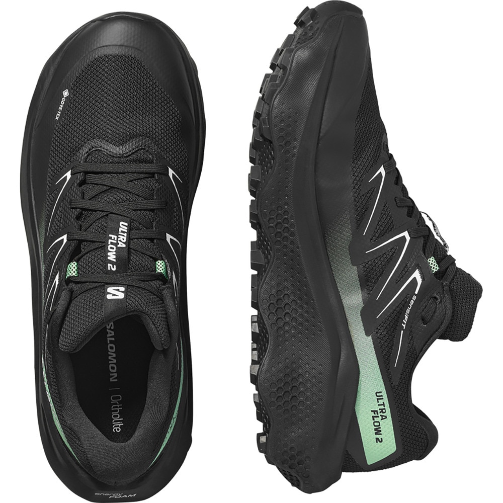サロモン（SALOMON）（メンズ）ランニングシューズ トレランシューズ ウルトラ フロー 2 ゴアテックス ブラック グリーン L47981400 スニーカー