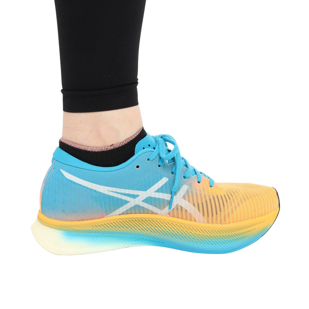 アシックス（ASICS）（レディース）ランニングシューズ メタ スピード スカイ ブルー オレンジ 1012B069.810 スニーカー トレーニング マラソン 厚底 プレート