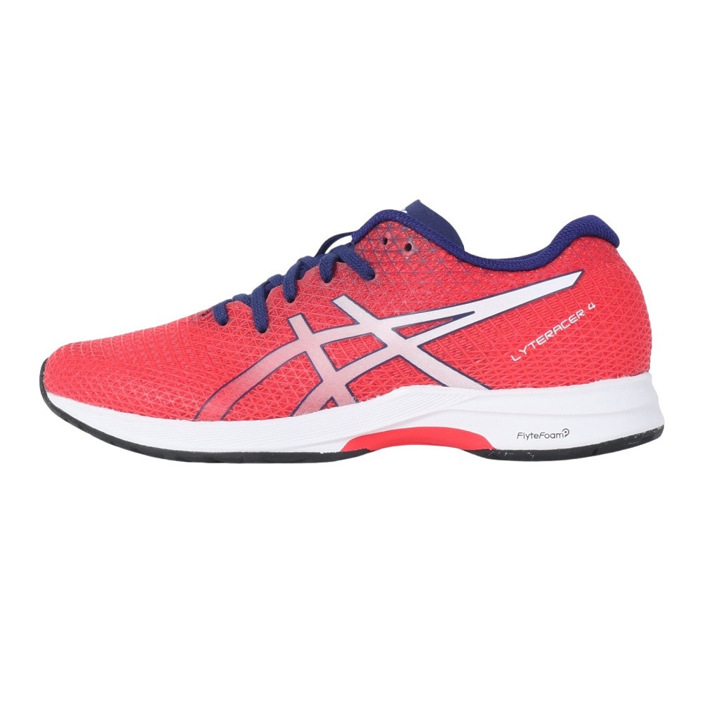 アシックス（ASICS）（レディース）ランニングシューズ レディース 赤 1012B192.601 ライトレーサー 4 LYTERACER 4 レッドホワイト スニーカー 