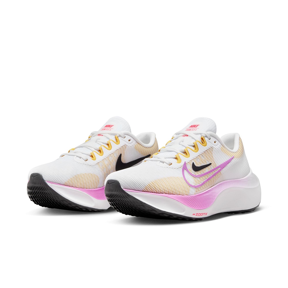 ナイキ（NIKE）（レディース）ランニングシューズ ズーム フライ5 ホワイト DM8974-100 スニーカー 厚底 プレート 軽量 耐久性 ジョギング 駅伝 部活 マラソン