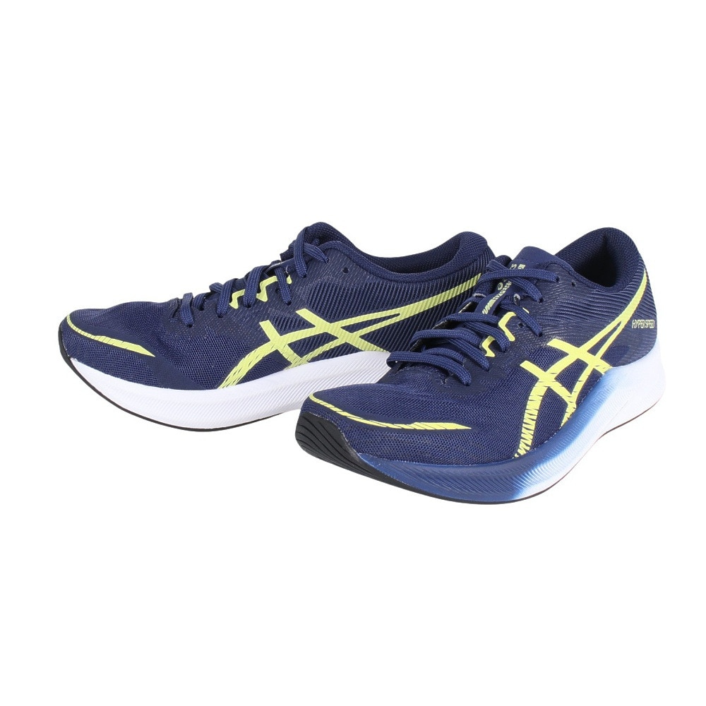 アシックス（ASICS）（レディース）ランニングシューズ ハイパー スピード 3 ネイビー イエロー 1012B517.400 スニーカー トレーニング ジョギング 通気性