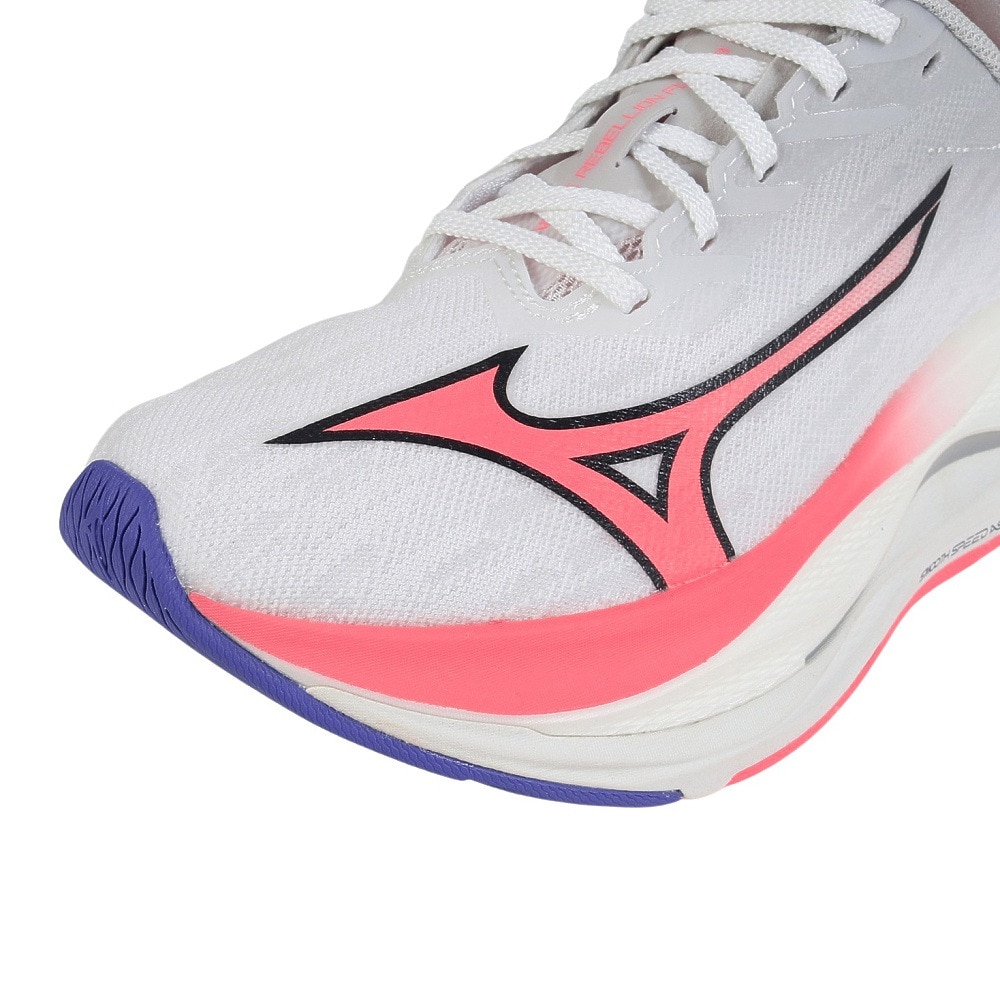 ミズノ（MIZUNO）（レディース）ランニングシューズ  部活 ウエーブ リベリオン フラッシュ 3 ホワイト ピンク J1GD253521