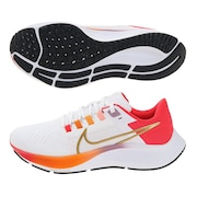 ナイキ（NIKE）（レディース）ランニングシューズ エア ズーム ペガサス 38 ホワイト レッド DQ5038-100 スニーカー ジョギング 軽量 駅伝 部活 マラソン 