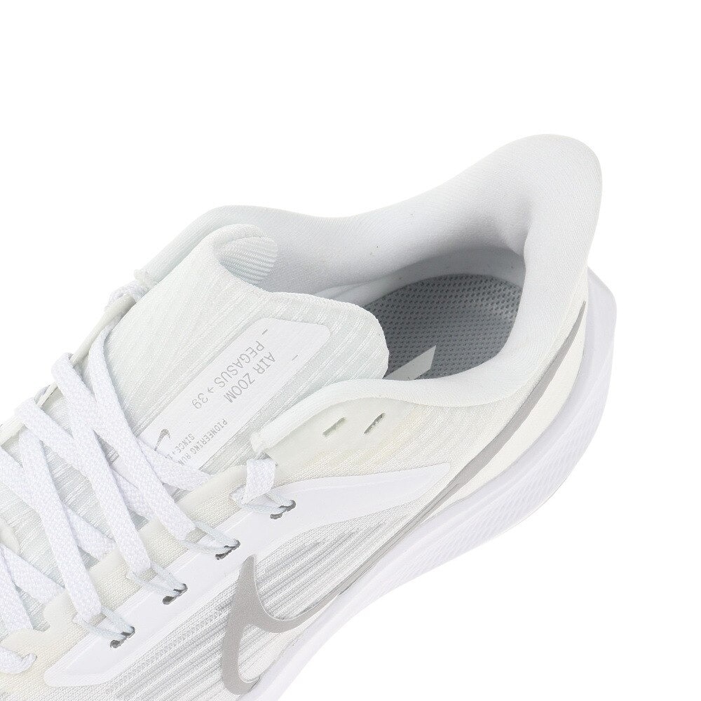 ナイキ（NIKE）（レディース）ランニングシューズ エア ズーム ペガサス 39 ホワイト DH4072-100 スニーカー 厚底 プレート ジョギング 駅伝 部活 マラソン ★★★