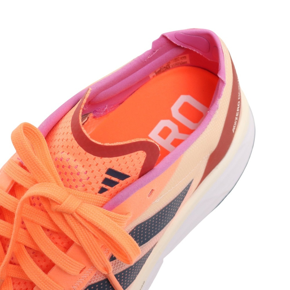 アディダス（adidas）（レディース）ランニングシューズ アディゼロ ボストン 11 オレンジ GX6654 スニーカー 厚底 プレート 軽量 ジョギング 部活 マラソン
