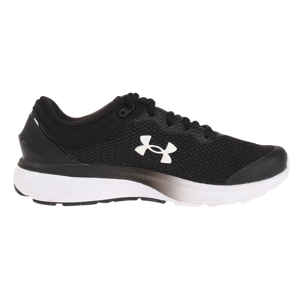 アンダーアーマー（UNDER ARMOUR）（レディース）ランニングシューズ 黒 3024913 001 チャージドエスケープ3 ビッグロゴ ブラックスニーカー