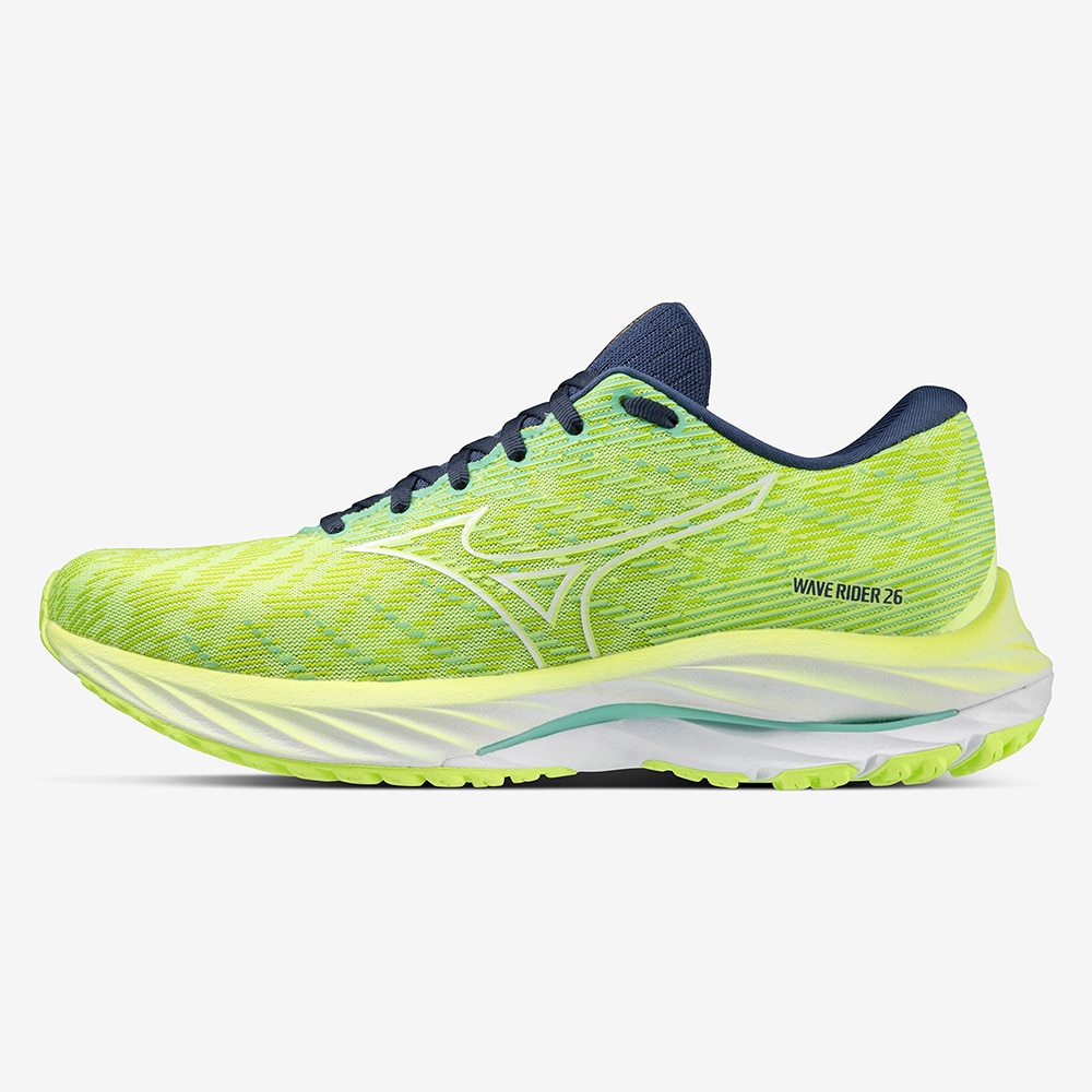 ミズノ（MIZUNO）（レディース）ランニングシューズ レディース 蛍光色 ウエーブライダー26 イエローホワイト J1GD220325 スニーカー