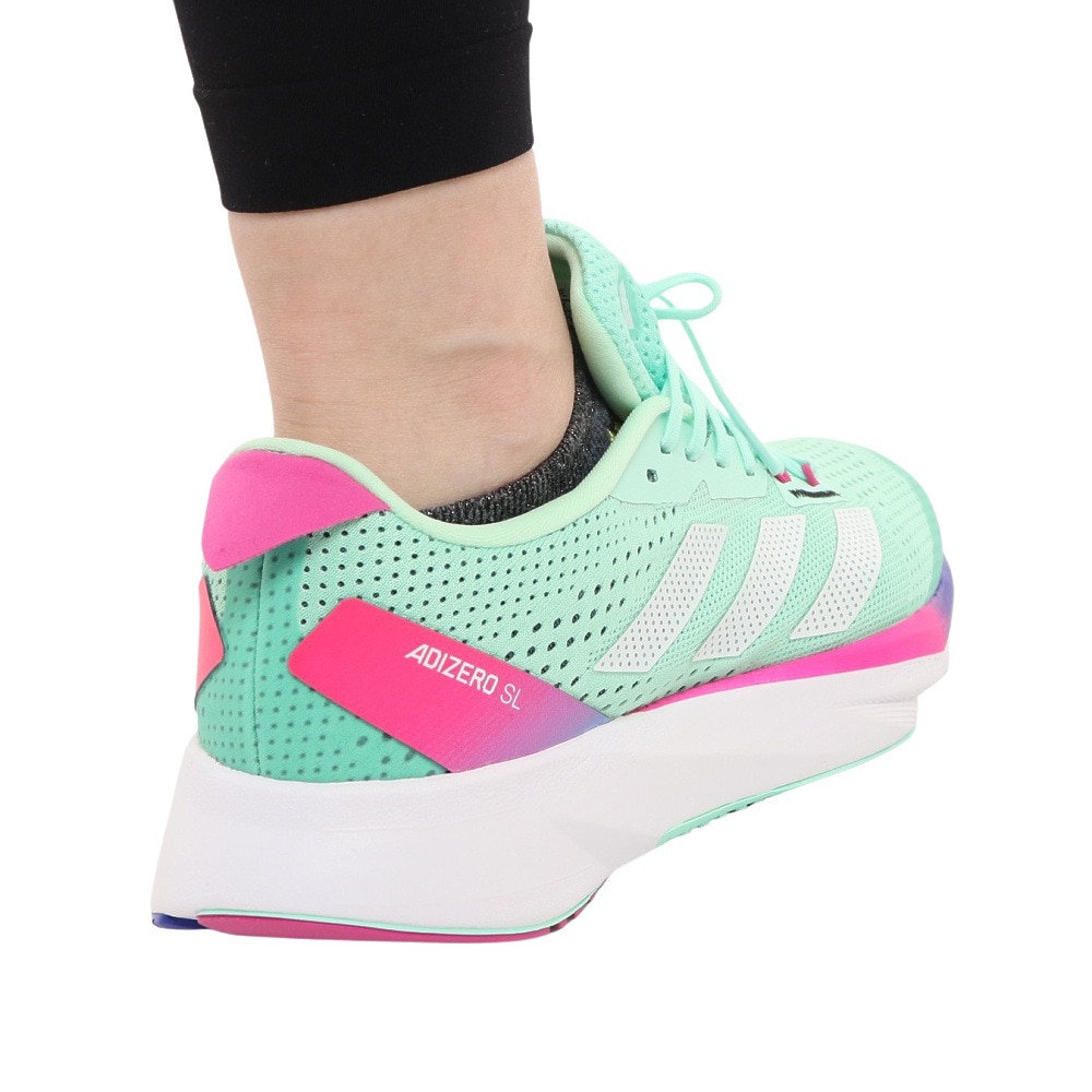 アディダス（adidas）（レディース）ランニングシューズ ジョギングシューズ 緑 レディース アディゼロ SL W GV9090 部活