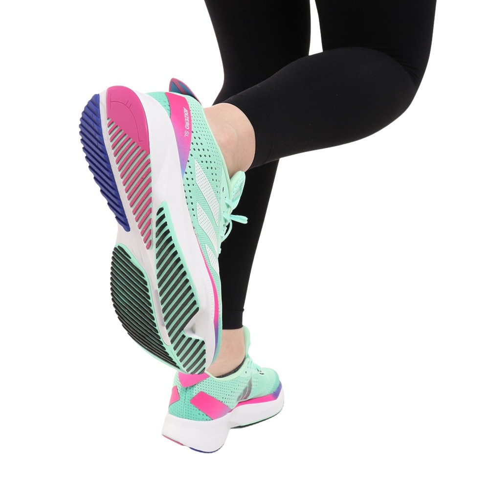 アディダス（adidas）（レディース）ランニングシューズ ジョギングシューズ 緑 レディース アディゼロ SL W GV9090 部活