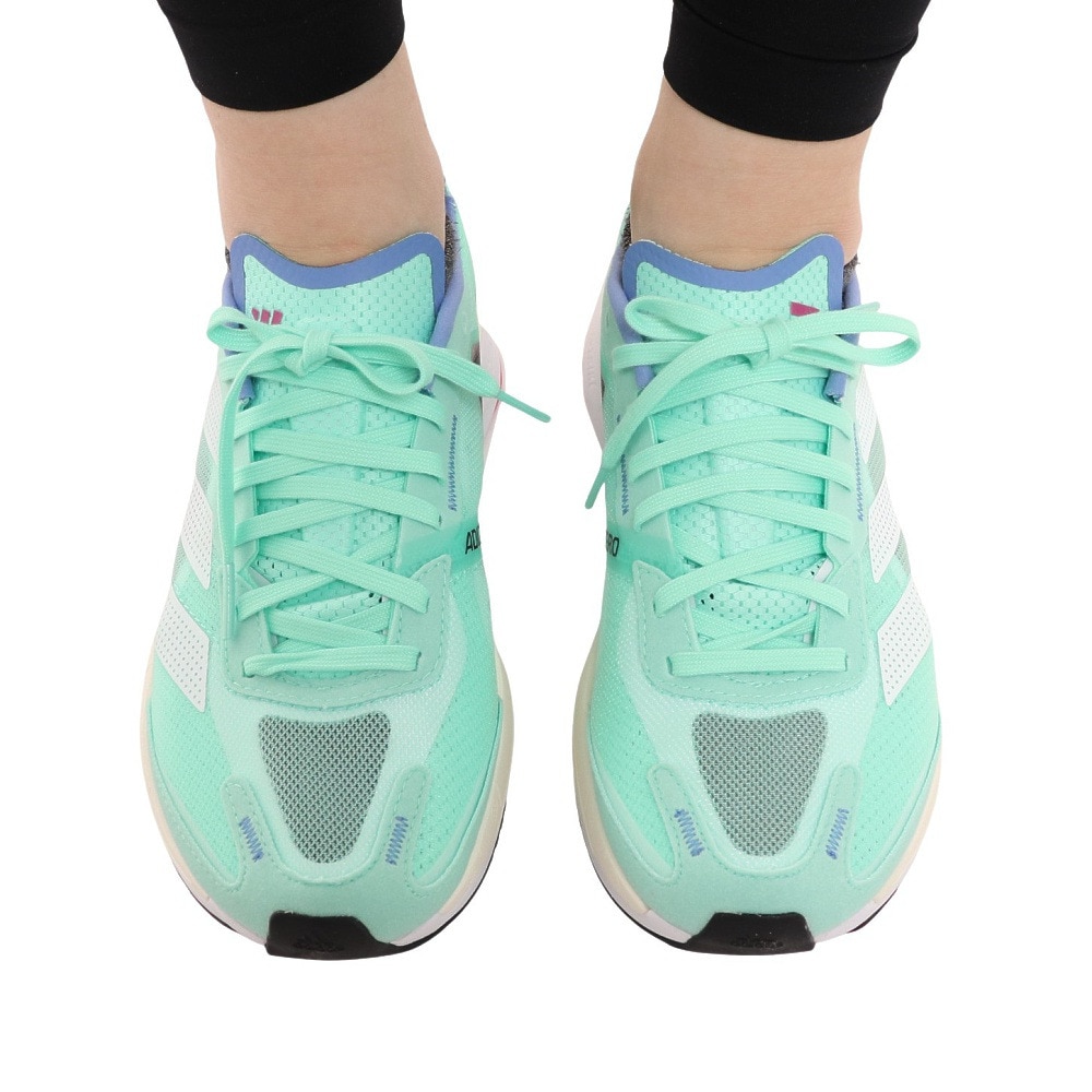 アディダス｜アディダス（adidas）（レディース）ランニングシューズ アディゼロ ボストン 11 W ライト ミント HQ3696 スニーカー 厚底  プレート 軽量 ジョギング マラソン スポーツ用品はスーパースポーツゼビオ
