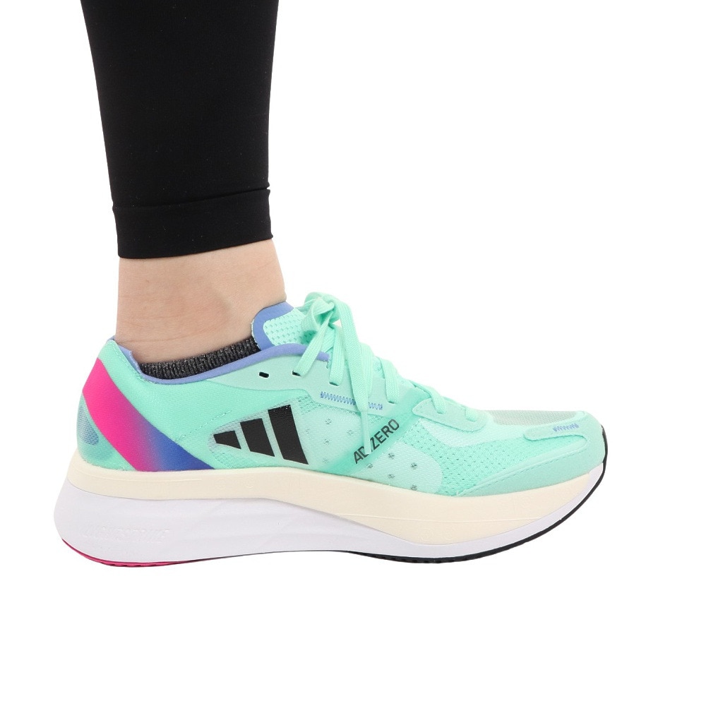 アディダス（adidas）（レディース）ランニングシューズ アディゼロ ボストン 11 W ライト ミント HQ3696 スニーカー 厚底 プレート  軽量 ジョギング マラソン