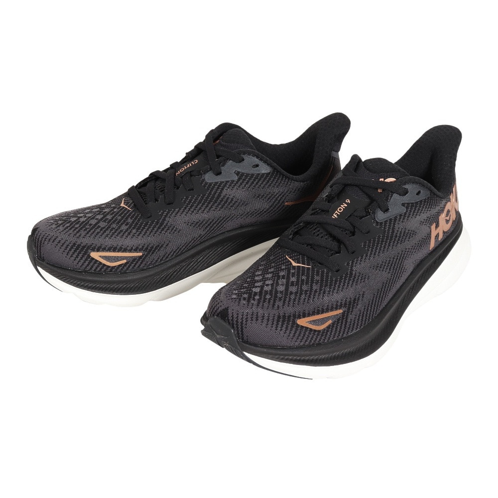 ホカ（HOKA）（レディース）ランニングシューズ Clifton 9 クリフトン9 レギュラー ブラック ブラウン 1127896-BCPPR スニーカー トレーニング ジョギング