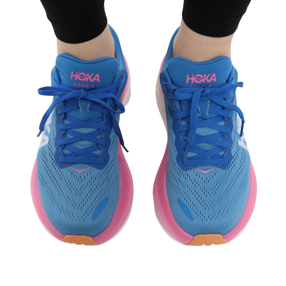 ホカ（HOKA）（レディース）ランニングシューズ ボンダイ 8 BONDI 8 ブルー ピンク 1127952-CSAA スニーカー トレーニング ジョギング 軽量