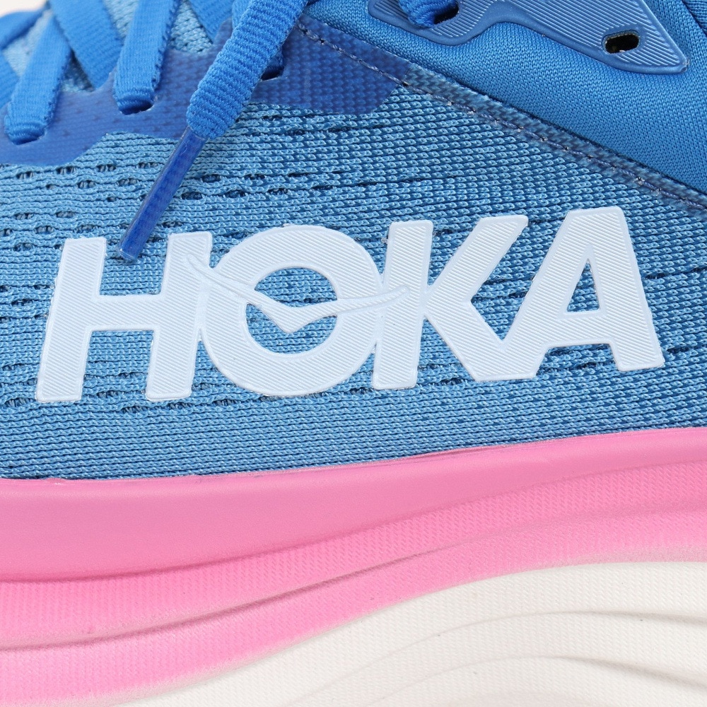 ホカ（HOKA）（レディース）ランニングシューズ ボンダイ 8 BONDI 8 ブルー ピンク 1127952-CSAA スニーカー トレーニング ジョギング 軽量