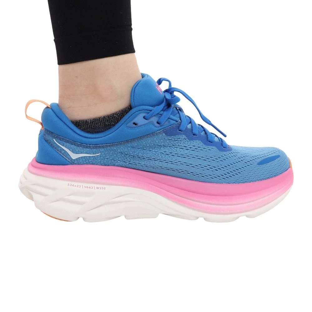 ホカ（HOKA）（レディース）ランニングシューズ ボンダイ 8 BONDI 8 ブルー ピンク 1127952-CSAA スニーカー トレーニング ジョギング 軽量