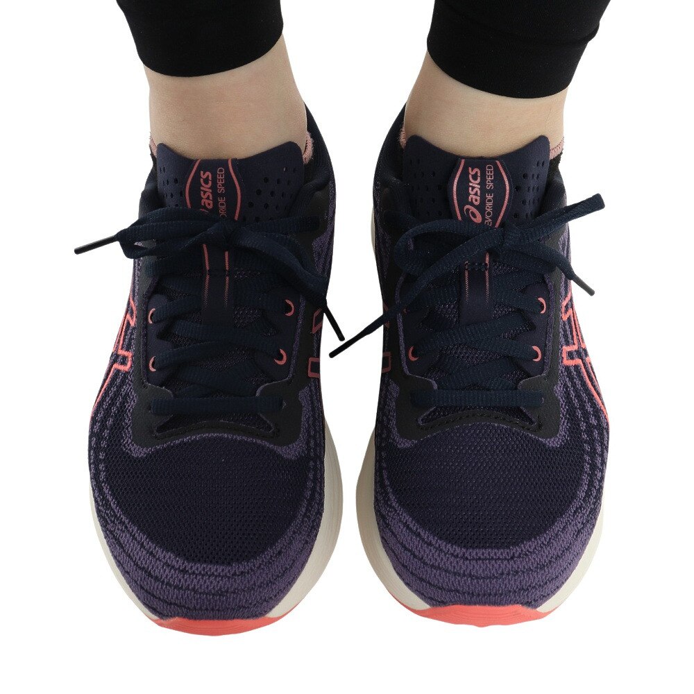 アシックス（ASICS）（レディース）ランニングシューズ エボライド スピード ネイビー 1012B432.400 スニーカー ジョグ トレーニング ウォーキング 軽量