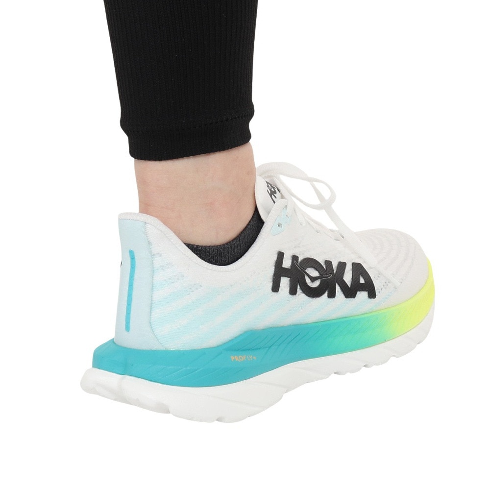 ホカ（HOKA）（レディース）ランニングシューズ マッハ5 ホワイト ブルー レギュラー 1127894-WBGL スニーカー ジョグ トレーニング 軽量 弾力性 反発力