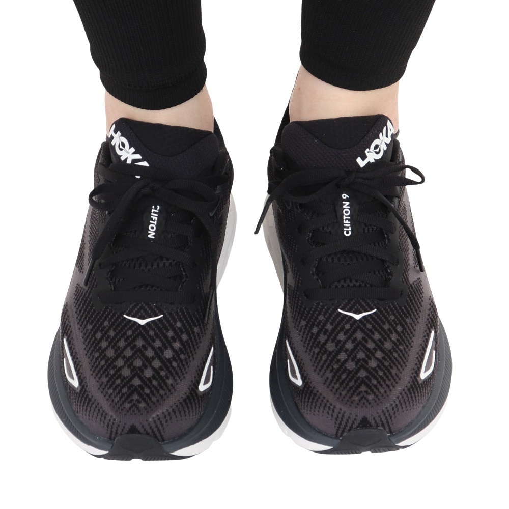 ホカ（HOKA）（レディース）ランニングシューズ クリフトン9 レギュラー ブラック 1127896-BWHT スニーカー ジョギング トレーニング 軽量 クッション性