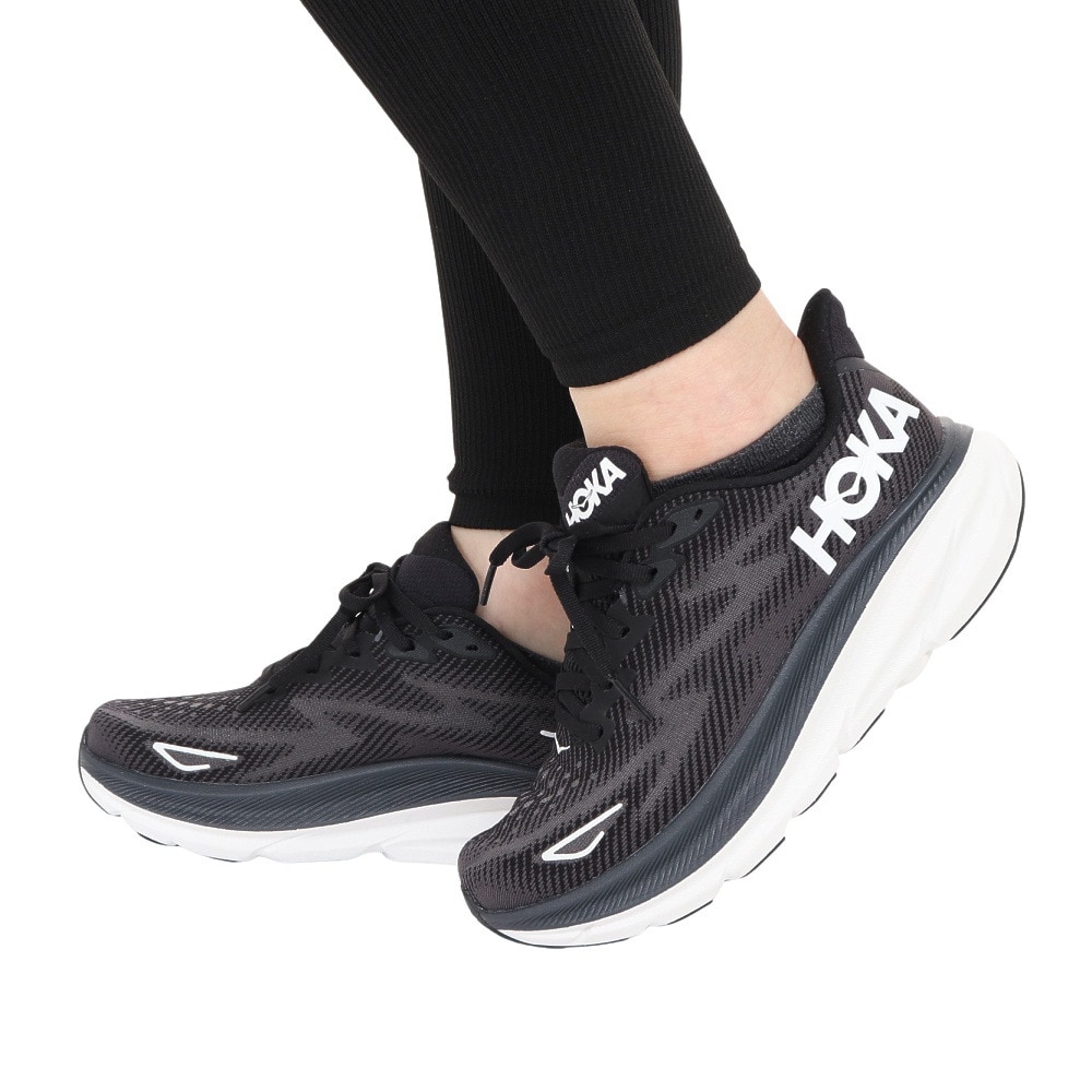 ホカ（HOKA）（レディース）ランニングシューズ クリフトン9 ブラック 1127896-BWHT スニーカー ジョギング トレーニング 軽量 クッション性