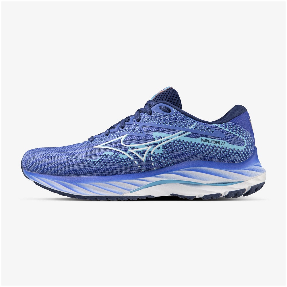 ミズノ（MIZUNO）（レディース）ランニング シューズ ウェーブ ライダー 27 ブルー ホワイト  J1GD230325 スニーカー ジョギング クッション性 安定性 反発性