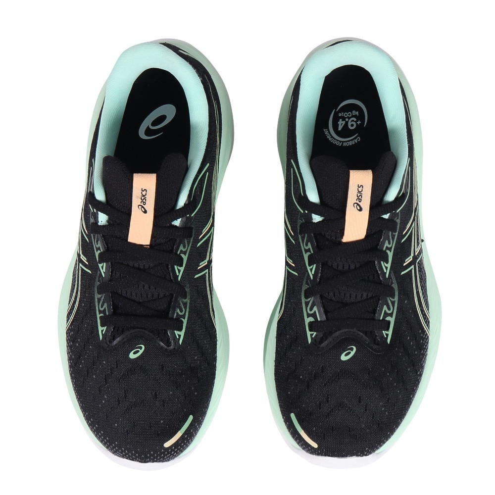 アシックス（ASICS）（レディース）ランニングシューズ ゲル キュムラス26 ブラック グリーン 1012B599.001 スニーカー ジョグ クッション性