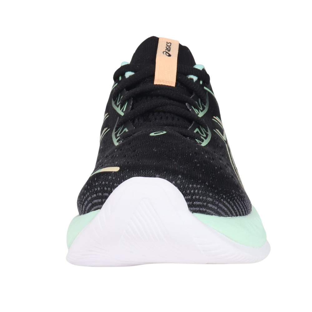 アシックス（ASICS）（レディース）ランニングシューズ ゲル キュムラス26 ブラック グリーン 1012B599.001 スニーカー ジョグ クッション性