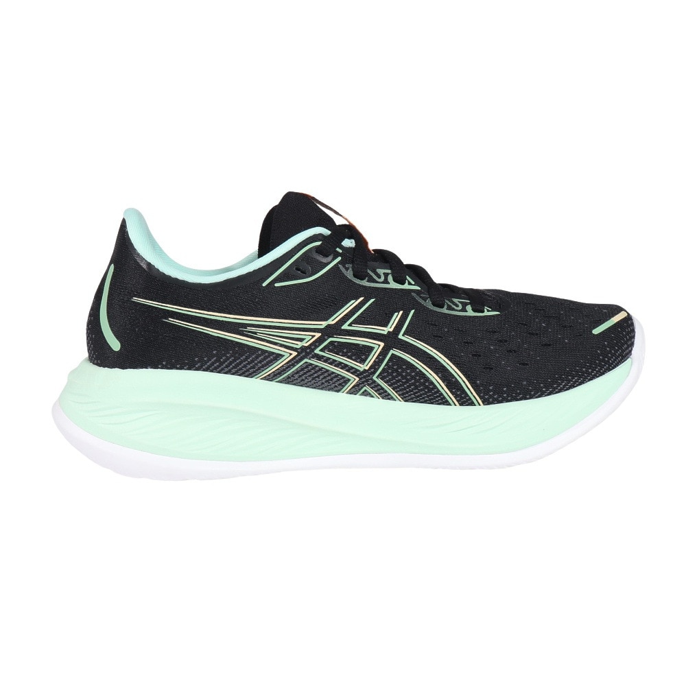 アシックス（ASICS）（レディース）ランニングシューズ ゲル キュムラス26 ブラック グリーン 1012B599.001 スニーカー ジョグ クッション性