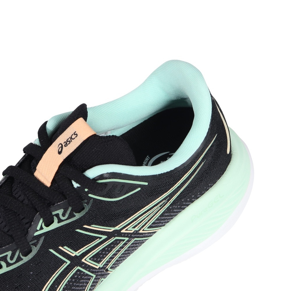 アシックス（ASICS）（レディース）ランニングシューズ ゲル キュムラス26 ブラック グリーン 1012B599.001 スニーカー ジョグ クッション性