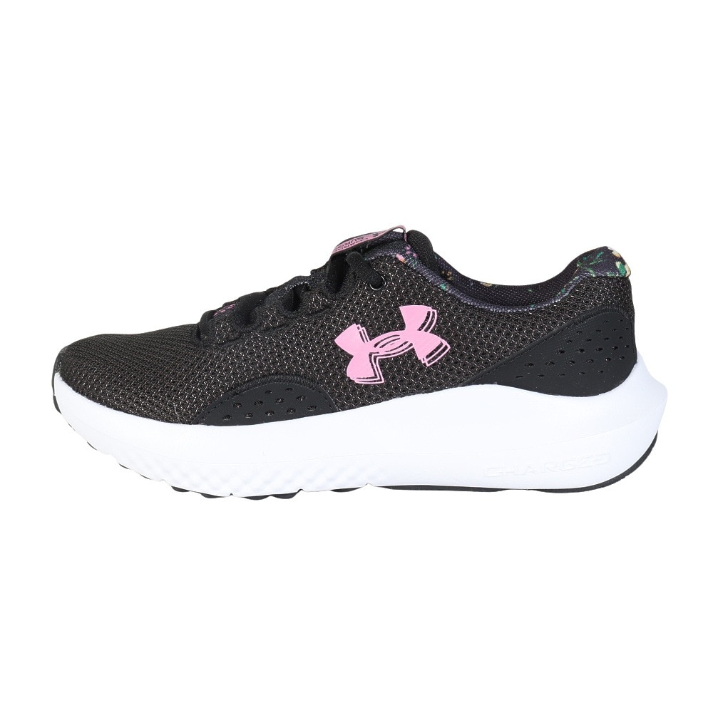 アンダーアーマー（UNDER ARMOUR）（レディース）ランニングシューズ チャージドサージ4プリント ブラック ピンク 3027942 001 スニーカー クッション性 軽量