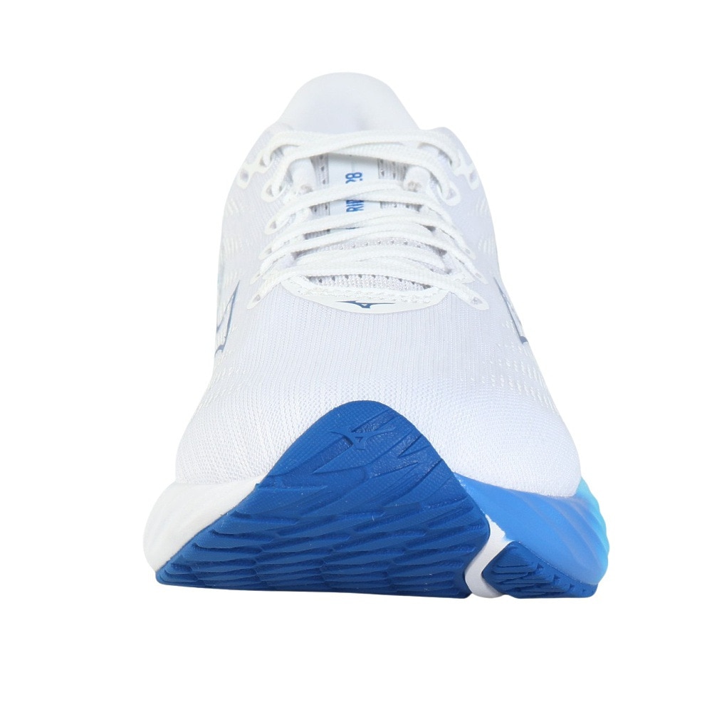 ミズノ（MIZUNO）（レディース）ランニングシューズ ウエーブライダー28 ホワイト ブルー J1GD240321 スニーカー ジョギング トレーニング