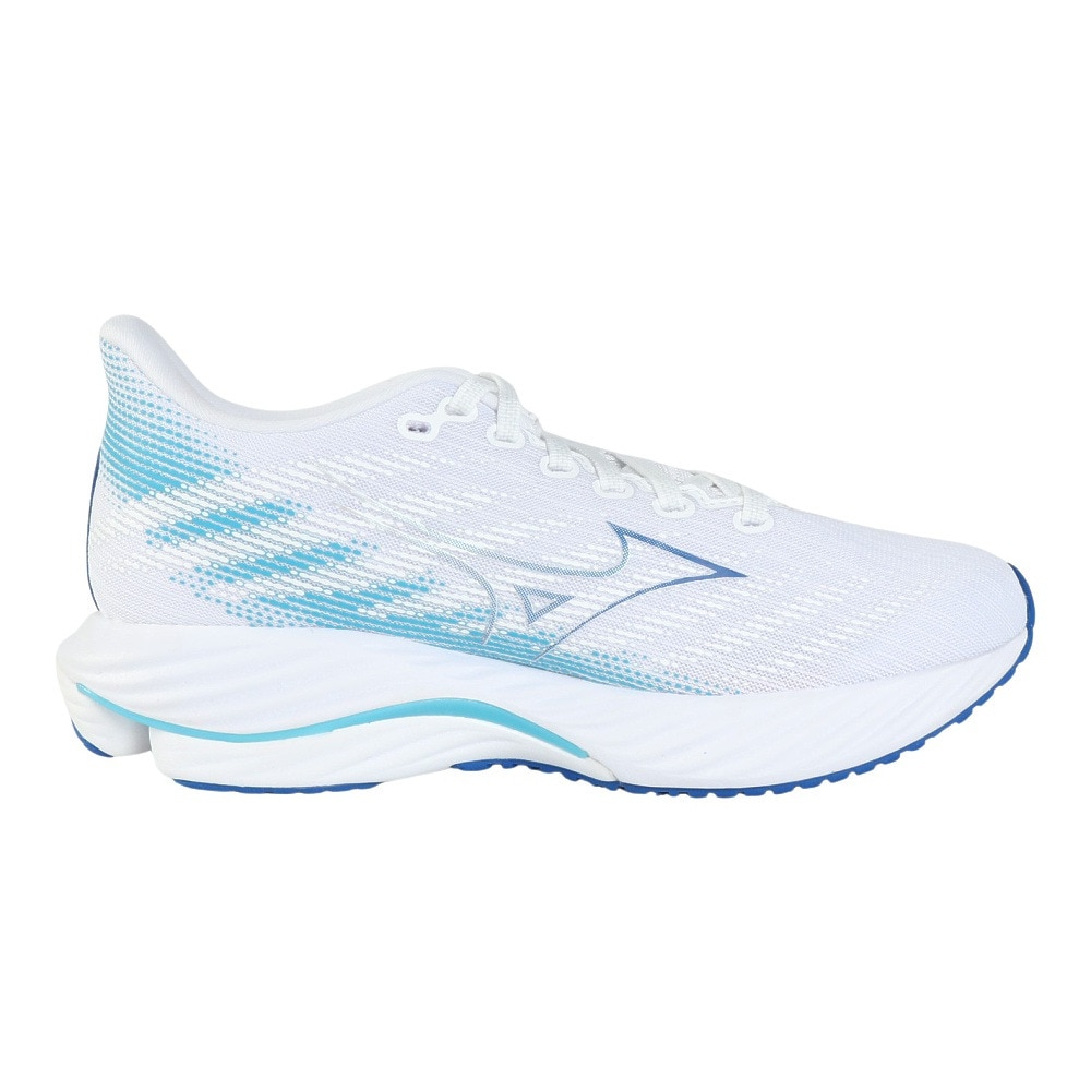 ミズノ（MIZUNO）（レディース）ランニングシューズ ウエーブライダー28 ホワイト ブルー J1GD240321 スニーカー ジョギング トレーニング