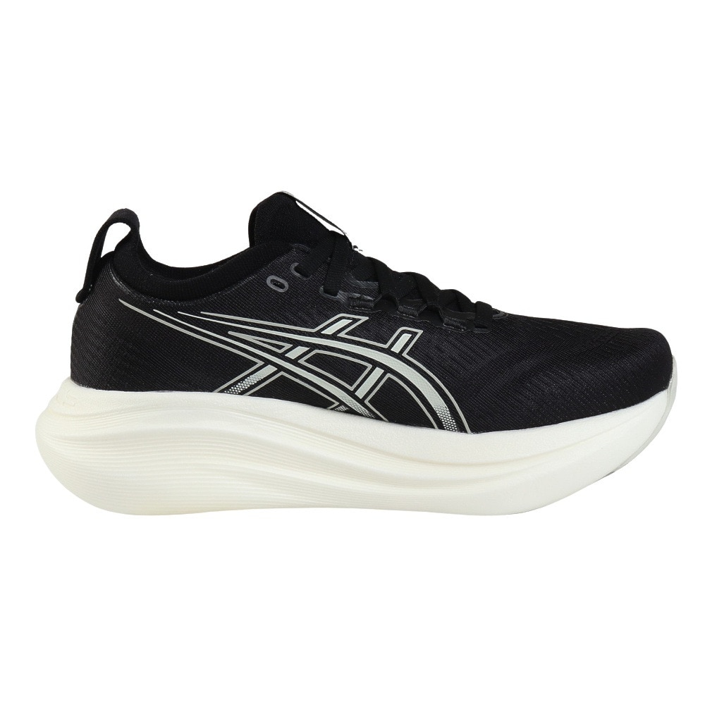 アシックス（ASICS）（レディース）ランニングシューズ ゲルニンバス27 ワイド ブラック グレー 1012B752.002 スニーカー クッション 