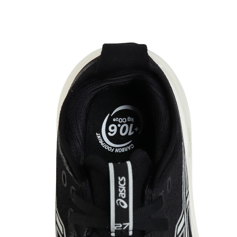 アシックス（ASICS）（レディース）ランニングシューズ ゲルニンバス27 ワイド ブラック グレー 1012B752.002 スニーカー クッション 