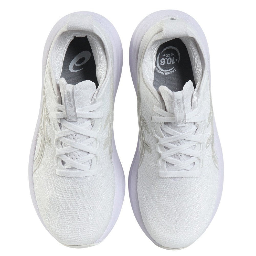 アシックス（ASICS）（レディース）ランニングシューズ ゲルニンバス27 ホワイト グレー 1012B753.100 スニーカー クッション GEL-NIMBUS 27