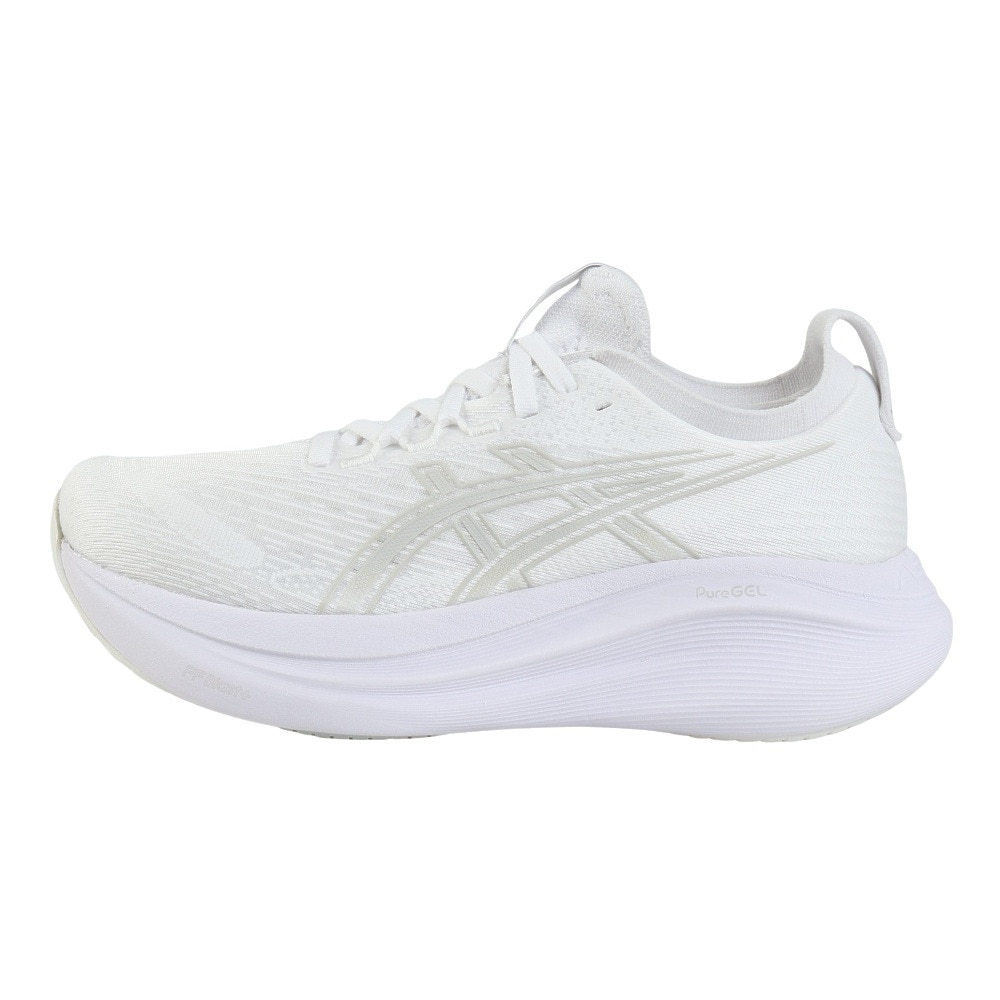 アシックス（ASICS）（レディース）ランニングシューズ ゲルニンバス27 ホワイト グレー 1012B753.100 スニーカー クッション GEL-NIMBUS 27