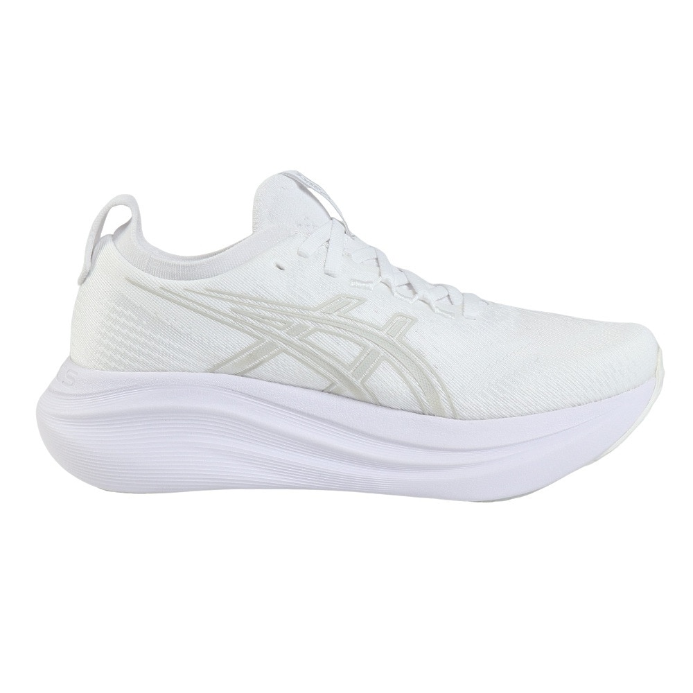 アシックス（ASICS）（レディース）ランニングシューズ ゲルニンバス27 ホワイト グレー 1012B753.100 スニーカー クッション GEL-NIMBUS 27