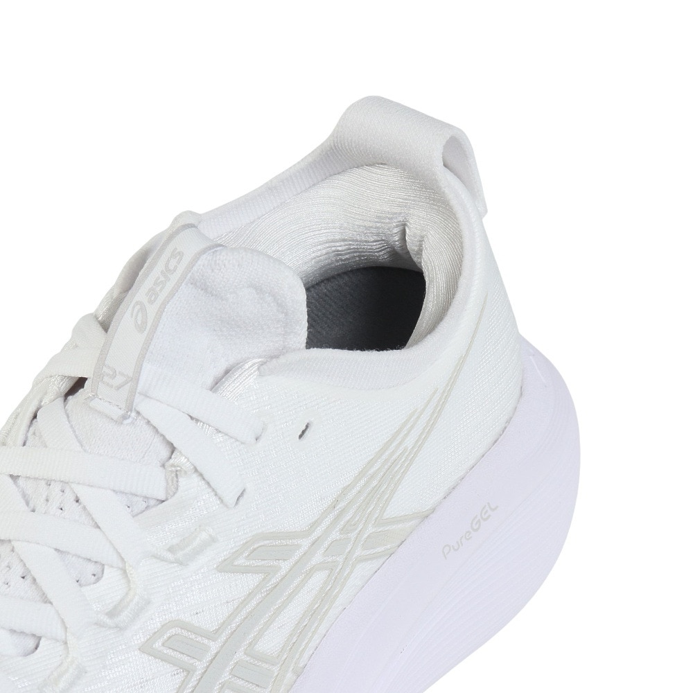 アシックス（ASICS）（レディース）ランニングシューズ ゲルニンバス27 ホワイト グレー 1012B753.100 スニーカー クッション GEL-NIMBUS 27