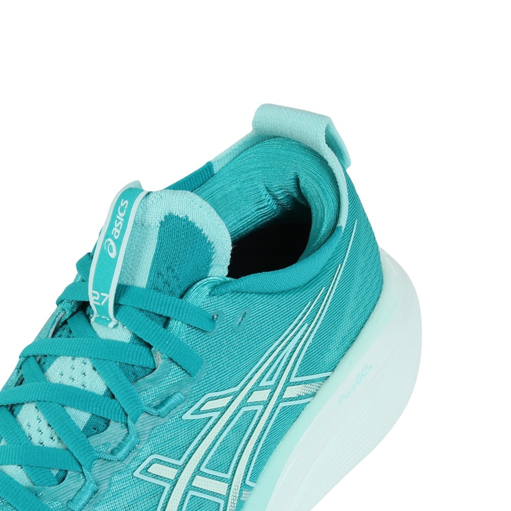 アシックス（ASICS）（レディース）ランニングシューズ ゲルニンバス27 ターコイズ 1012B753.400スニーカー クッション GEL-NIMBUS 27