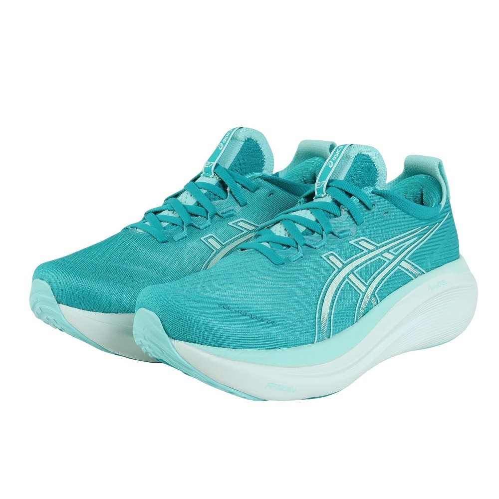 アシックス（ASICS）（レディース）ランニングシューズ ゲルニンバス27 ターコイズ 1012B753.400スニーカー クッション GEL-NIMBUS 27
