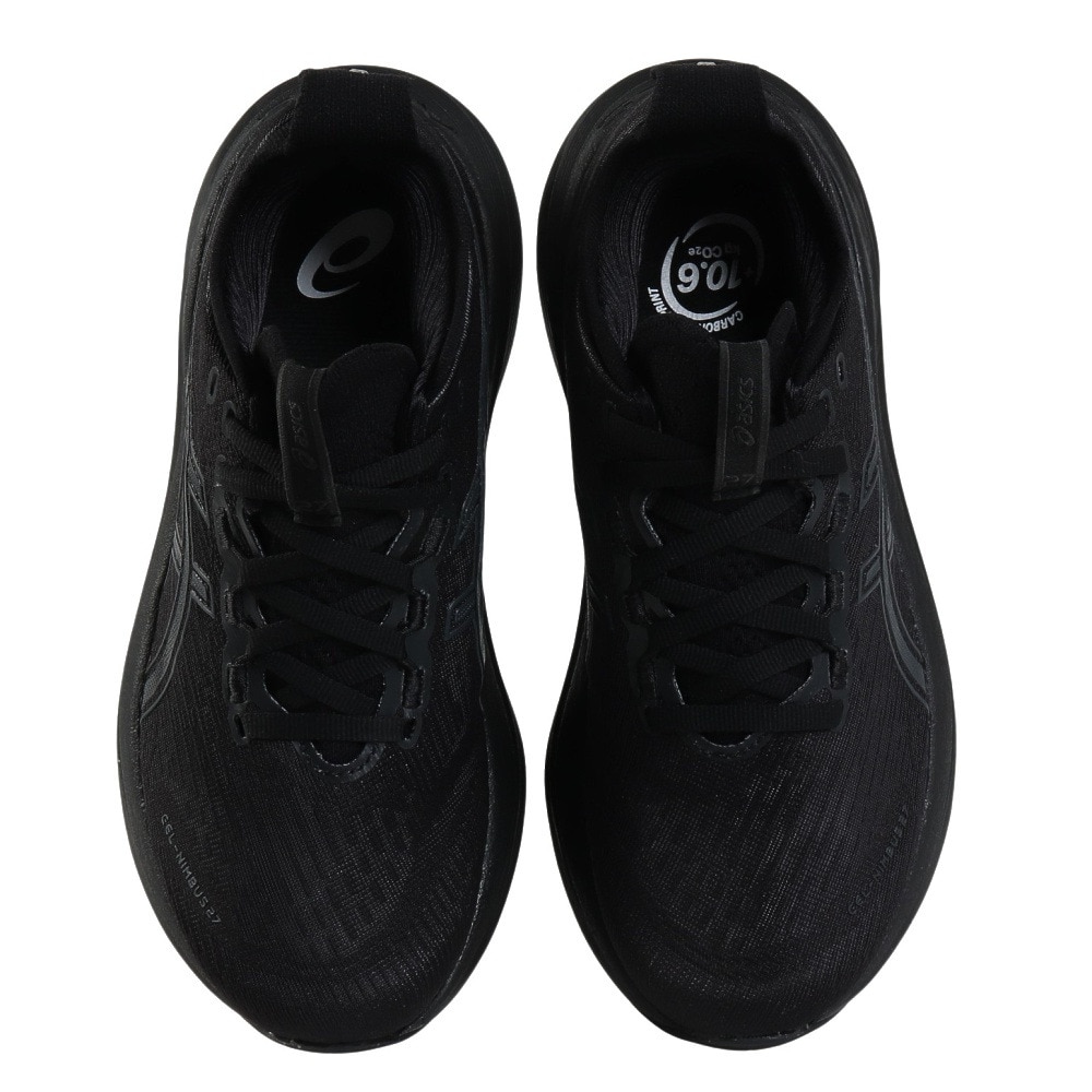 アシックス（ASICS）（レディース）ランニングシューズ ゲルニンバス27 ブラック グレー 1012B753.001 スニーカー クッション GEL-NIMBUS 27